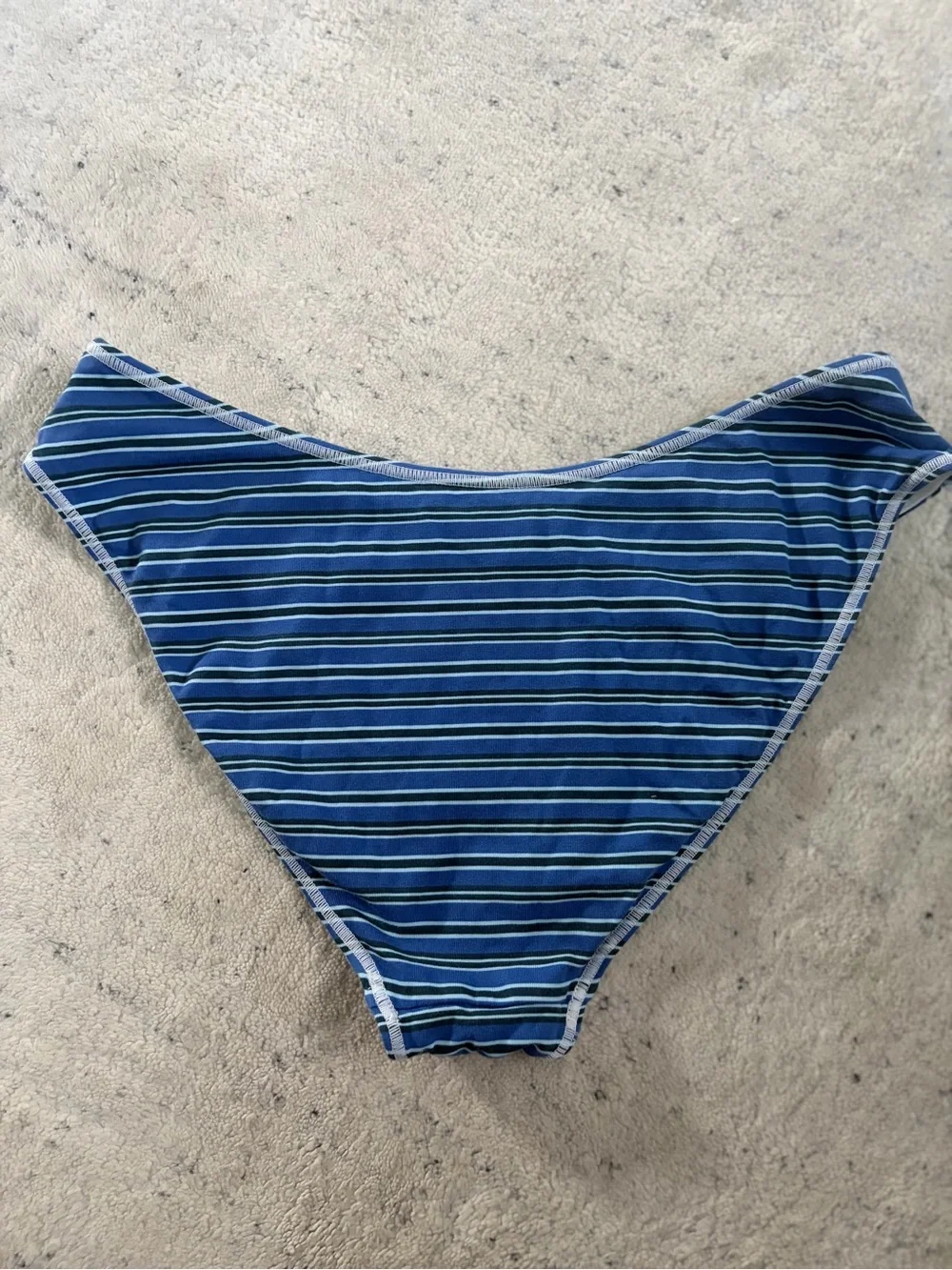 Frankie's Bikinis Blue and White Striped Bikini Bottom